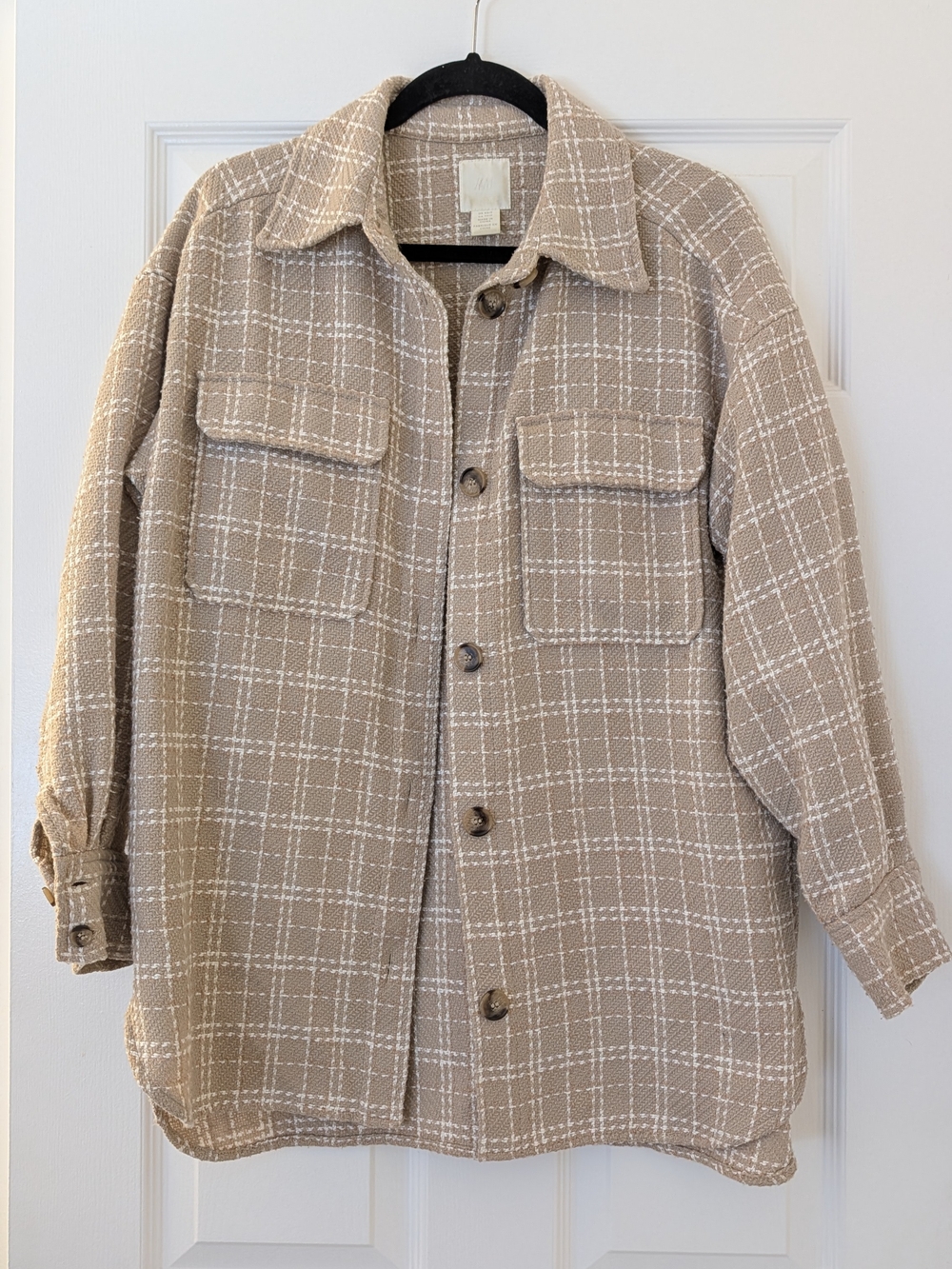 H&M Taupe and White Tweed Jacket